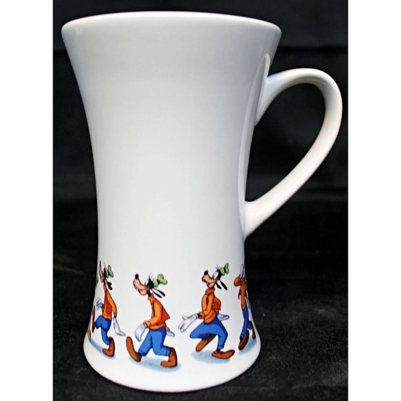 Disney Store White Ceramic 6" Coffee Mug Goofy Slipping On Banana Peel Concave - Picture 1 of 10